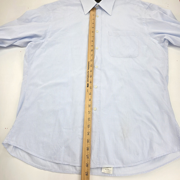 Quiet Luxury Valentino Roma Dress Shirt Men’s XL Blue Micro Check Woven - Picture 13 of 16